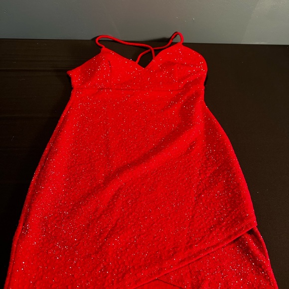 Windsor Red Sequin Mesh Bodycon Mini Dress - Picture 3 of 6
